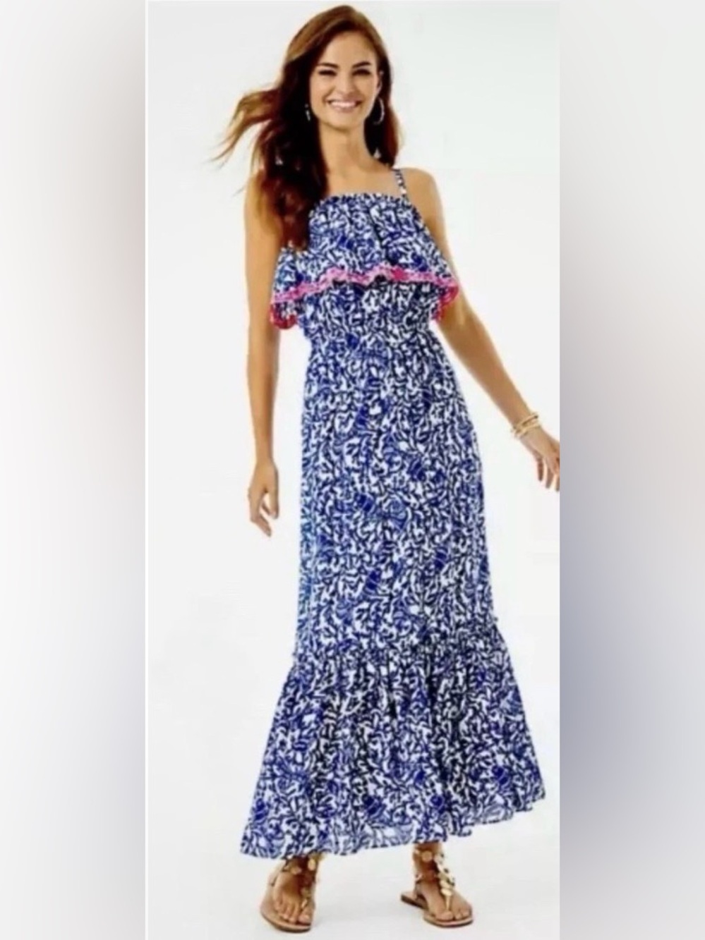 Lilly Pulitzer Adia Ruffle Maxi Sleeveless Dress